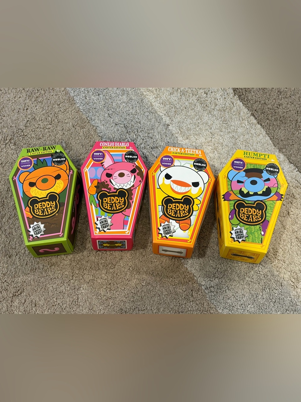 Deddy Bears Easter Edition 5in Coffin Plush Set Of 4 - NEW